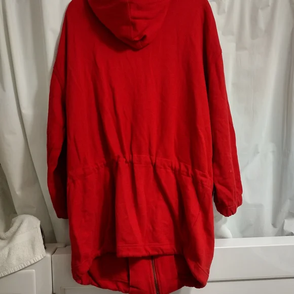 DKNY Red Fleece Sweater - Picture 2 of 8